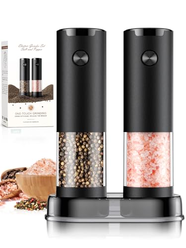 Electric Salt and Pepper Grinder Set Automatic Battery Pepper Mill Shakers Adjustable Coarseness Upgraded Larger Capacity with Led Home and Kitchen Appliances White Elephant Gifts for Women Men