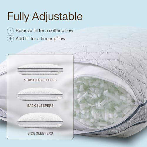 Coop Home Goods Eden Bed Pillow Queen Size for Sleeping on Back, Stomach and Side Sleeper- Medium Soft Memory Foam Cooling Gel - CertiPUR-US/GREENGUARD Gold