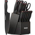 Astercook Knife Set for Kitchen with Block and Sharpener 15pcs German