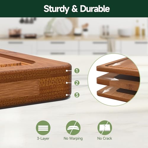 3-Piece Deep-Carbonized Bamboo Cutting Board, Carbonized
