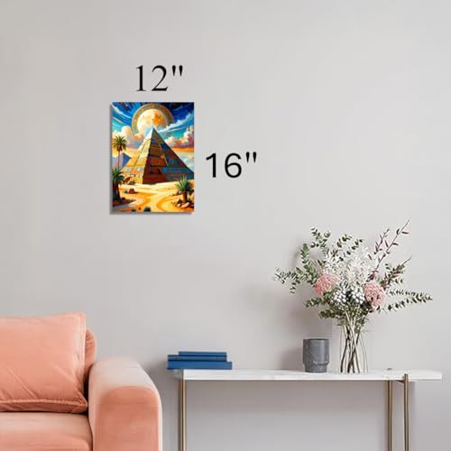 Eden-TT Art || Pyramids - Stretched Canvas Painting Print - Including Beautiful Modern Enchanting Magical Fantasy Semi-realistic and Abstract Themes (16 Pyramid, 16" L x 12" W, Wrapped Canvas)