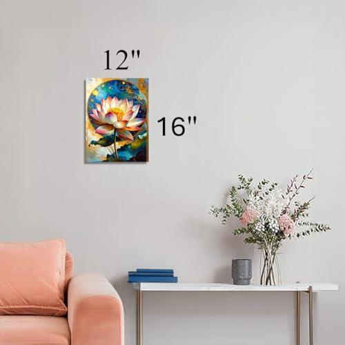 Eden-TT Art || Lotus Flower - Stretched Canvas Painting Print - Including Beautiful Modern Enchanting Magical Fantasy Semi-realistic and Abstract Themes (16 Lotus, 16" L x 12" W, Wrapped Canvas)