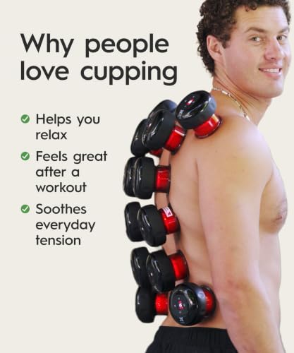 REVO The Original 4-in-1 Smart Cupping Therapy Massager, Red Light Therapy for Targeted Pain Relief, Knots, Aches, Muscle Soreness, Circulation & Tighter Skin, Portable Cupping Kit (Four Pack)