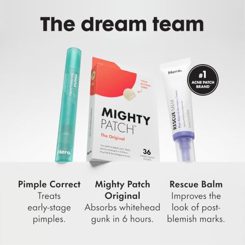 Mighty Patch Hero Cosmetics Original Nighttime Acne Pimple Patches, 36 Ct