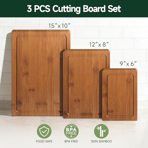 3-Piece Deep-Carbonized Bamboo Cutting Board, Carbonized