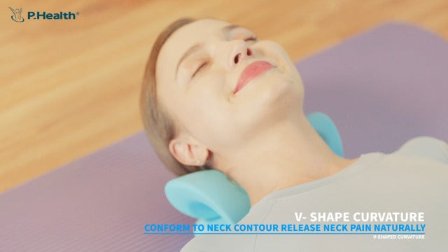 RESTCLOUD Neck and Shoulder Relaxer, Cervical Traction Device for TMJ Pain Relief and Cervical Spine Alignment, Chiropractic Pillow, Neck Stretcher (Dark Blue)