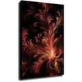 Abstract Red Flame Fractal Wall Art, Fiery Feather Canvas Poster Print