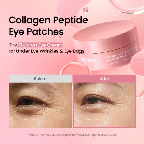 BIODANCE Hydrogel Eye Patches for Under Eye - Collagen Peptide, Anti Wrinkle & Fine Lines (60 Count)