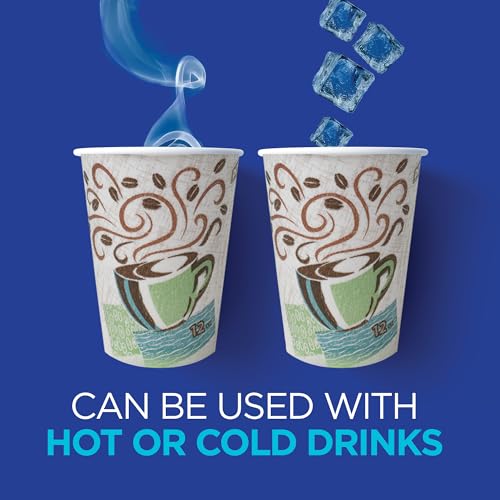 Dixie PerfecTouch 12 oz Paper Coffee Cups By GP PRO, Coffee Haze Design, 500 Count (25 Disposable Cups Per Sleeve, 20 Sleeves Per Case), 5342DX