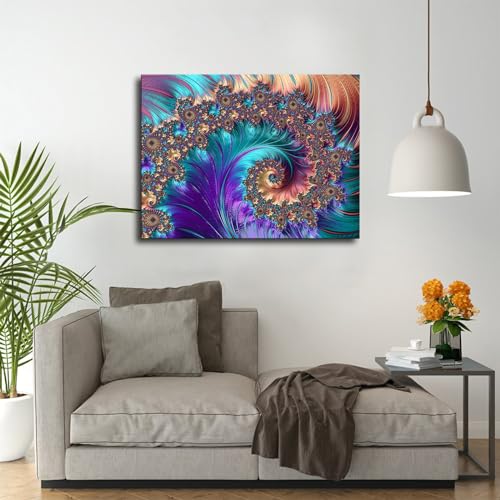 YuplaN Modern Abstract Art Fractal Patterns Canvas Poster Holiday Gift HD Picture Modern Aesthetics Mural Wall Art Decoration (Unframed,12×16inch)
