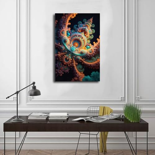 NOCTURYX Fractal Art Abstract Canvas Wall Art Poster Decor Gift