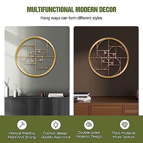 LZAOA Fibonacci Spiral Metal Wall Art, Math Art Gold Wall Decor 12x12in