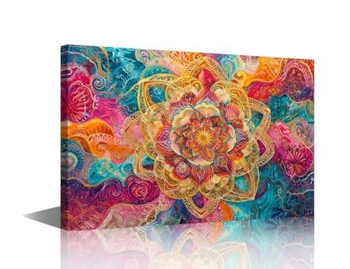 Wall Art Color Volumetric Fractal Kaleidoscope Canvas Painting Wall Art Framed Art Wall Decor Artwork for Home Walls Canvas Art Prints Living Room Modern Home Decor Canvas Arts Crafts 36x24 in