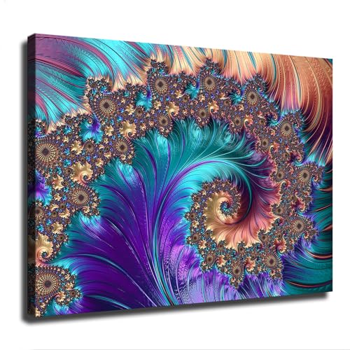 YuplaN Modern Abstract Art Fractal Patterns Canvas Poster Holiday Gift HD Picture Modern Aesthetics Mural Wall Art Decoration (Unframed,12×16inch)