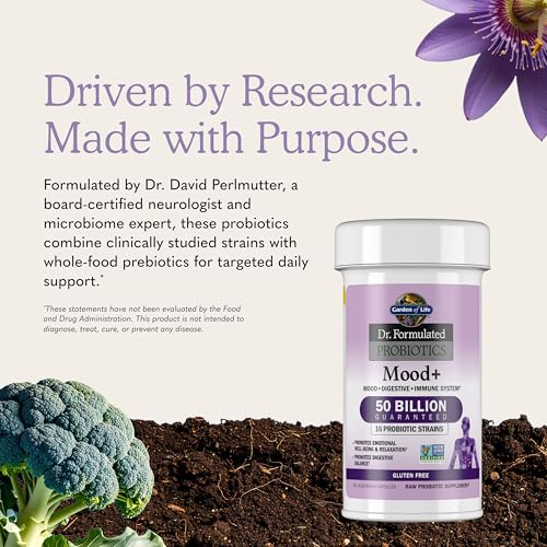 Garden of Life Dr. Formulated Mood+ Probiotic, 50 Billion CFU, Shelf Stable