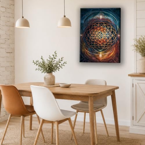 Flower Of Life Canvas Wall Art Poster (Framed,28x40 inch)