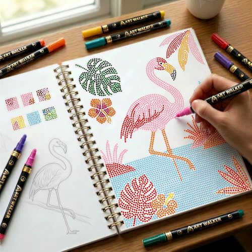 Dot by Letter Adult Coloring Book with 12 Markers