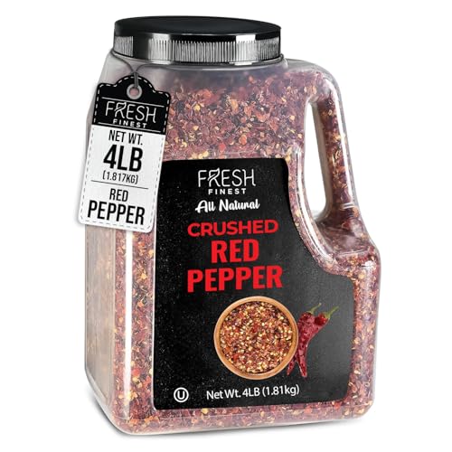 Fresh Finest Bulk 4LB Crushed Red Pepper Spices Commercial and Home Cooking - Chili Pepper Flakes, Red Peppers Spice Best for Pizza, Flatbreads, Beef, and More - 4 LB