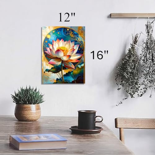 Eden-TT Art || Lotus Flower - Stretched Canvas Painting Print - Including Beautiful Modern Enchanting Magical Fantasy Semi-realistic and Abstract Themes (16 Lotus, 16" L x 12" W, Wrapped Canvas)