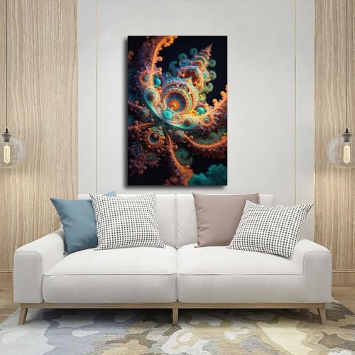 NOCTURYX Fractal Art Abstract Canvas Wall Art Poster Decor Gift