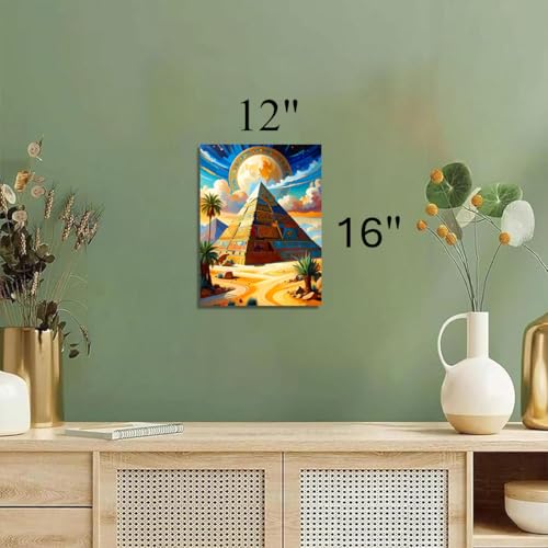 Eden-TT Art || Pyramids - Stretched Canvas Painting Print - Including Beautiful Modern Enchanting Magical Fantasy Semi-realistic and Abstract Themes (16 Pyramid, 16" L x 12" W, Wrapped Canvas)