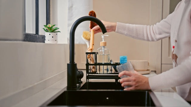 Cisily Sponge Holder for Kitchen Sink, Sink Organizer with Brush Holder
