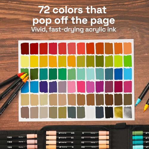 72 Acrylic Paint Markers, Dual-Tip Paint Pens, Black Bag by Artistro