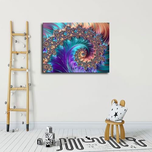 YuplaN Modern Abstract Art Fractal Patterns Canvas Poster Holiday Gift HD Picture Modern Aesthetics Mural Wall Art Decoration (Unframed,12×16inch)