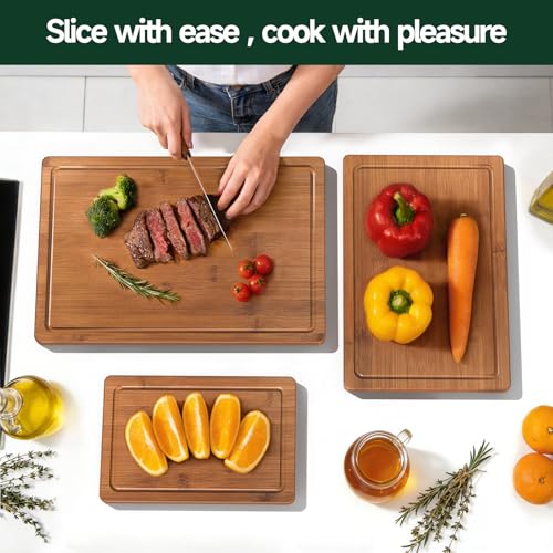 3-Piece Deep-Carbonized Bamboo Cutting Board, Carbonized
