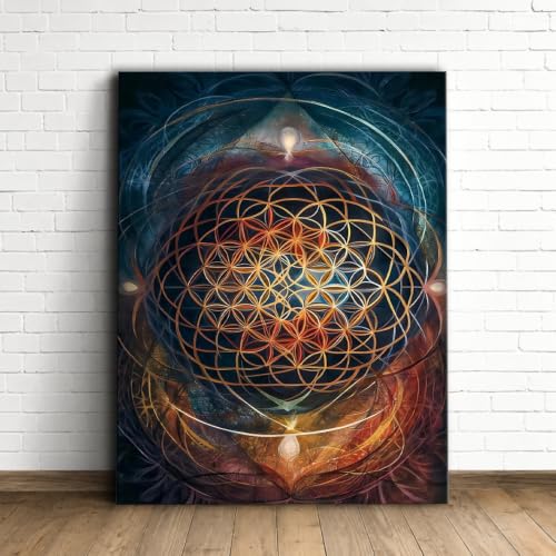 Flower Of Life Canvas Wall Art Poster (Framed,28x40 inch)