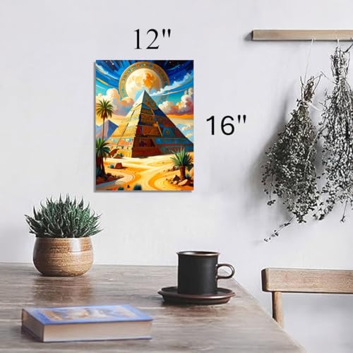 Eden-TT Art || Pyramids - Stretched Canvas Painting Print - Including Beautiful Modern Enchanting Magical Fantasy Semi-realistic and Abstract Themes (16 Pyramid, 16" L x 12" W, Wrapped Canvas)