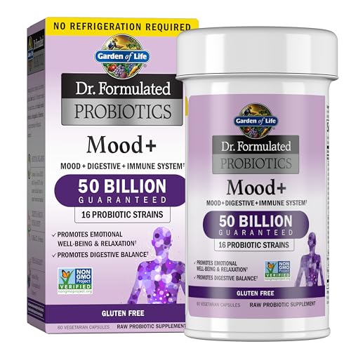 Garden of Life Dr. Formulated Mood+ Probiotic, 50 Billion CFU, Shelf Stable