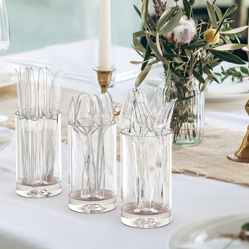Dealusy 360 Count Extra Heavy Duty Clear Plastic Forks Disposable