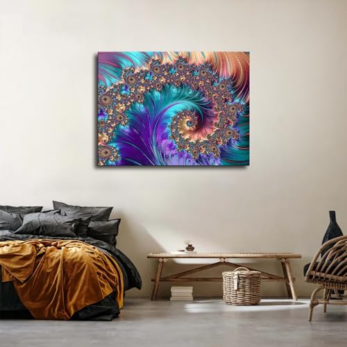 YuplaN Modern Abstract Art Fractal Patterns Canvas Poster Holiday Gift HD Picture Modern Aesthetics Mural Wall Art Decoration (Unframed,12×16inch)