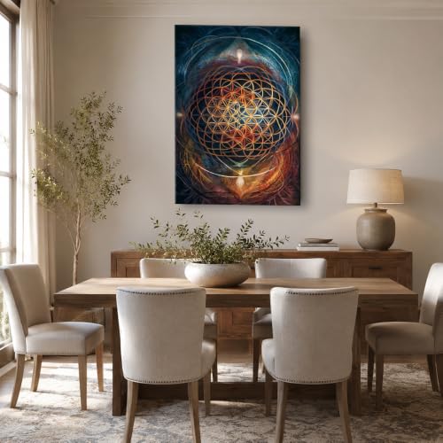 Flower Of Life Canvas Wall Art Poster (Framed,28x40 inch)
