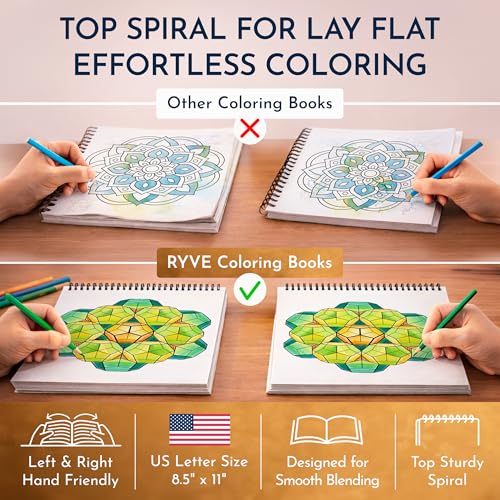 Mandala Coloring Book for Adults, 50 Unique Zodiac Designs, Spiral Bound
