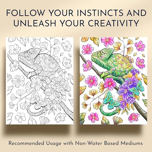 Animal Coloring Book for Men & Women with 31 Mindful Designs & Prompts