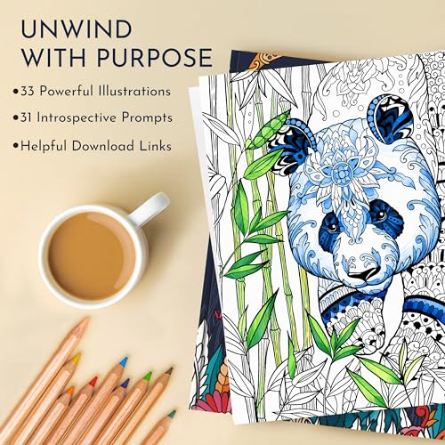 Animal Coloring Book for Men & Women with 31 Mindful Designs & Prompts