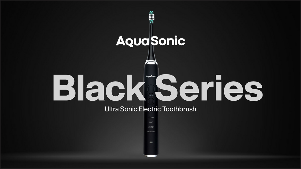 Aquasonic Black Series Ultra Whitening Toothbrush – ADA Accepted Electric Toothbrush- 8 Brush Heads & Travel Case – 40,000 VPM Electric Motor & Wireless Charging - 4 Modes w Smart Timer