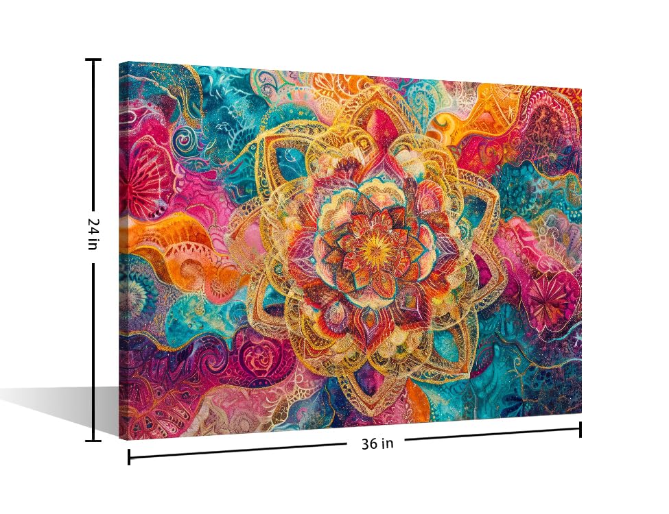 Wall Art Color Volumetric Fractal Kaleidoscope Canvas Painting Wall Art Framed Art Wall Decor Artwork for Home Walls Canvas Art Prints Living Room Modern Home Decor Canvas Arts Crafts 36x24 in