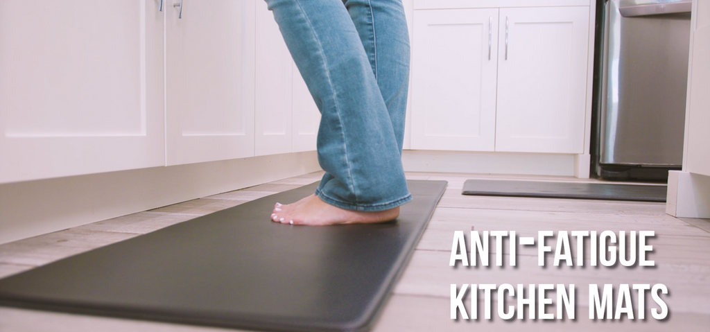 StepRite Kitchen Mats for Floor, 2-Piece Anti-Fatigue Kitchen Rugs, Black