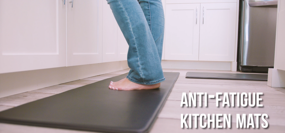 StepRite Kitchen Mats for Floor, 2-Piece Anti-Fatigue Kitchen Rugs, Black