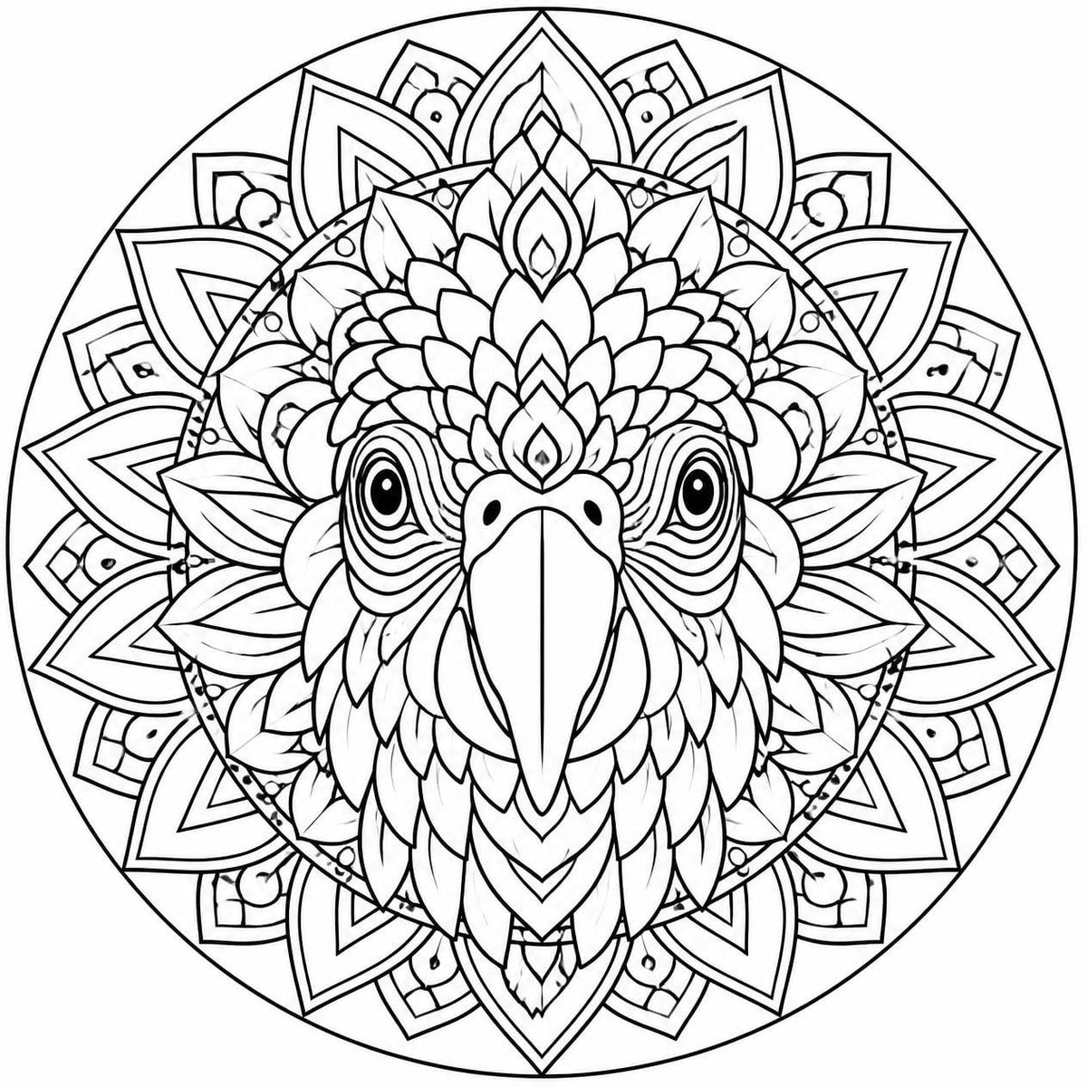 Printable Parrot Mandala
