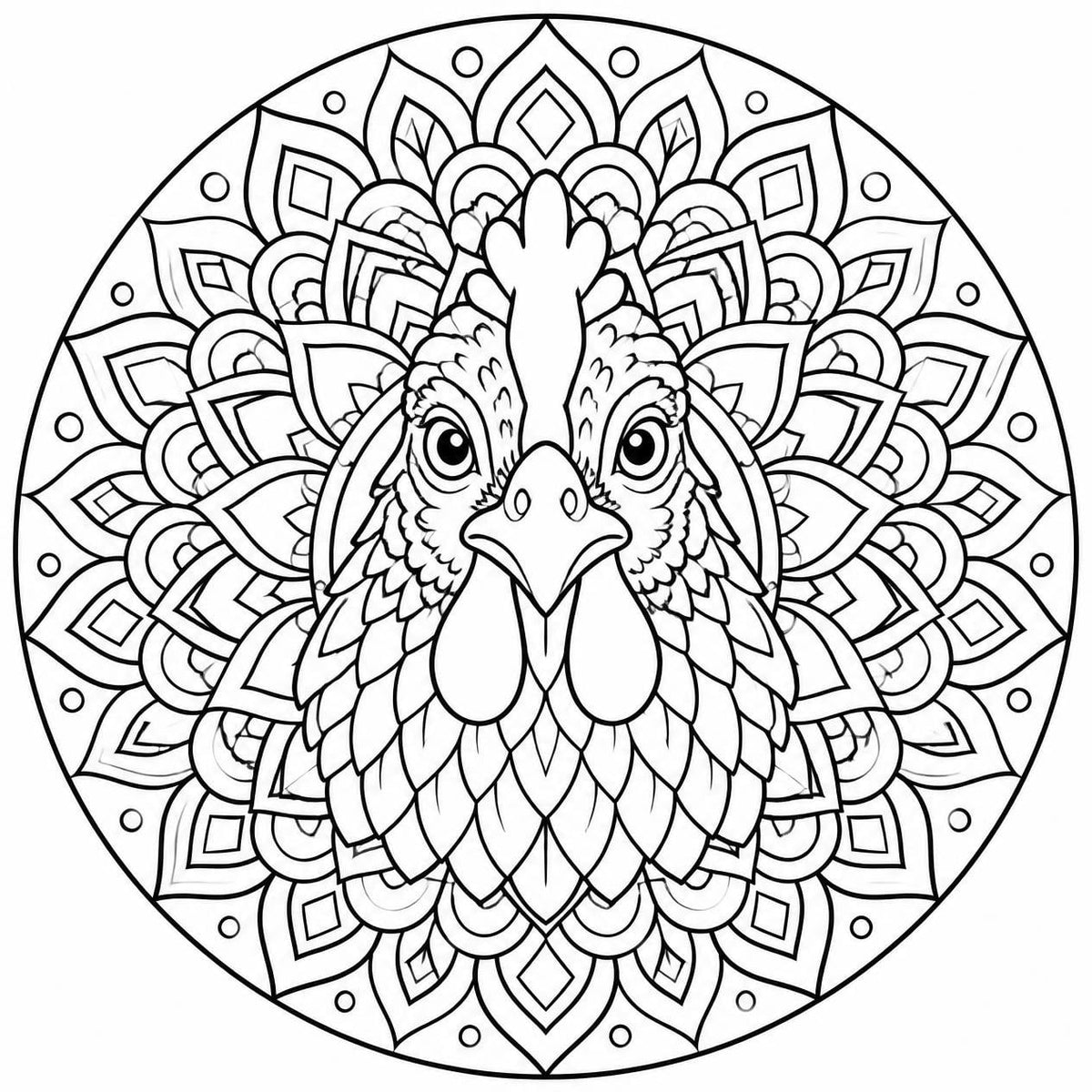 Printable Chicken Mandala