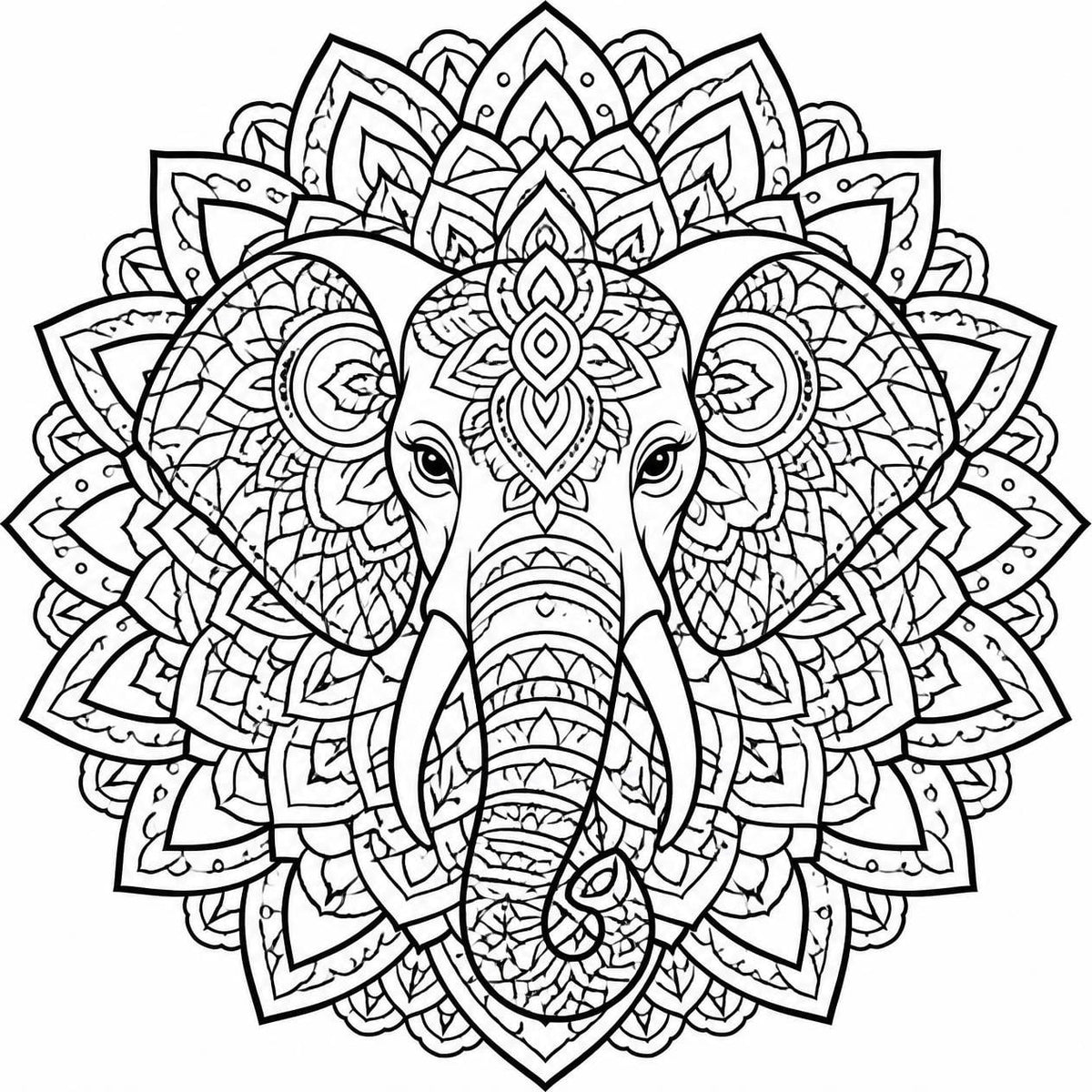 Printable Elephant Mandala