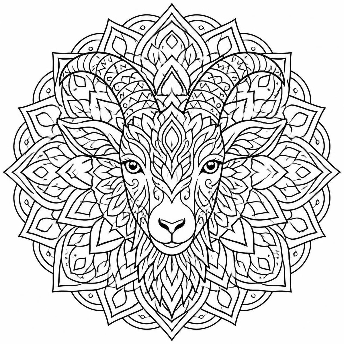 Printable Goat Mandala